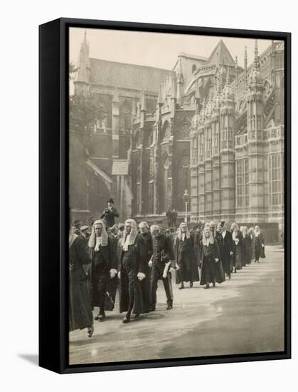 Procession of Judges at Westminster Abbey a Custom Before the Opening of the Law Courts-null-Framed Stretched Canvas