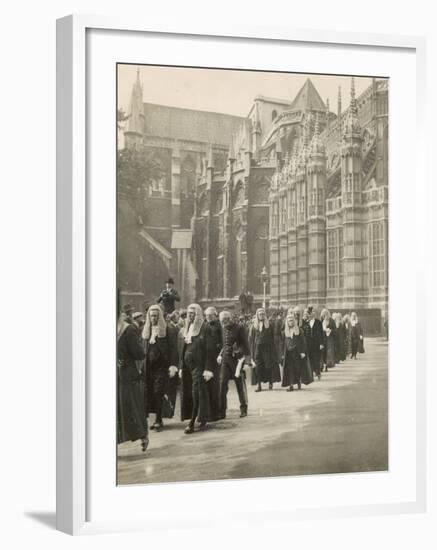 Procession of Judges at Westminster Abbey a Custom Before the Opening of the Law Courts-null-Framed Photographic Print