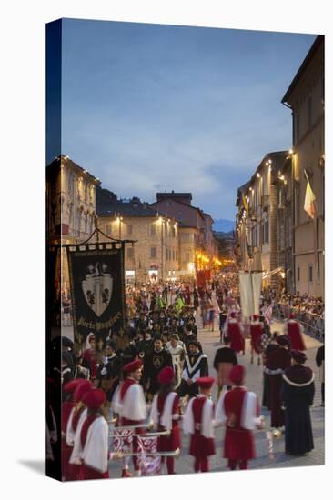 Procession of Medieval Festival of La Quintana in Piazza Arringo, Ascoli Piceno, Le Marche, Italy-Ian Trower-Stretched Canvas