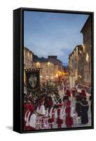 Procession of Medieval Festival of La Quintana in Piazza Arringo, Ascoli Piceno, Le Marche, Italy-Ian Trower-Framed Stretched Canvas