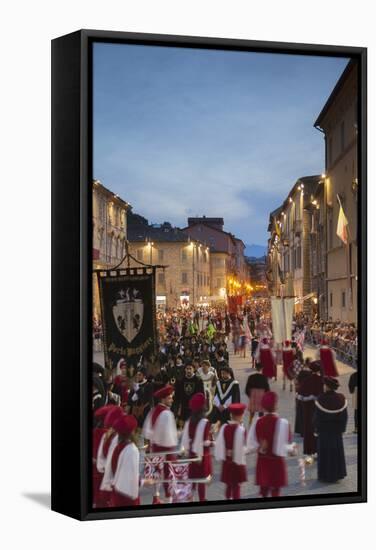 Procession of Medieval Festival of La Quintana in Piazza Arringo, Ascoli Piceno, Le Marche, Italy-Ian Trower-Framed Stretched Canvas