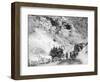 Procession of Stagecoaches Coming down Mountain Road Photograph - Deadwood, SD-Lantern Press-Framed Art Print