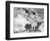 Procession of Stagecoaches Coming down Mountain Road Photograph - Deadwood, SD-Lantern Press-Framed Art Print