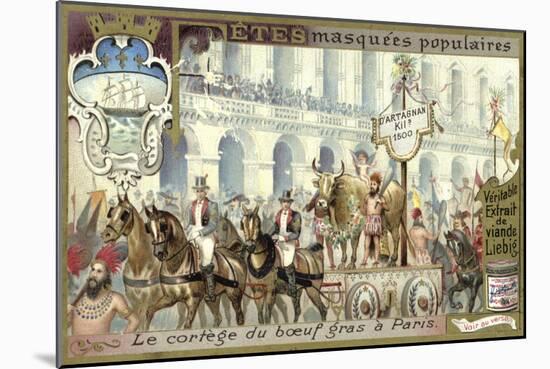 Procession of the Fatted Bull on Shrove Tuesday, Paris-null-Mounted Giclee Print