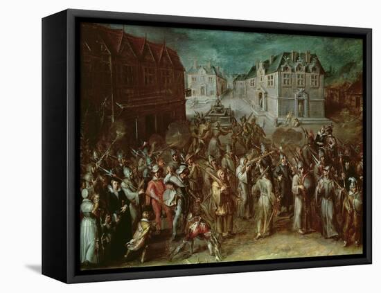 Procession of the Holy League in 1590 (Oil on Panel)-French School-Framed Stretched Canvas