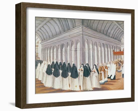 Procession of the Holy Sacrament in the Cloister, from 'L'Abbaye De Port-Royal', C.1710-Louise Madelaine Cochin-Framed Giclee Print