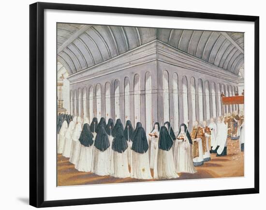 Procession of the Holy Sacrament in the Cloister, from 'L'Abbaye De Port-Royal', C.1710-Louise Madelaine Cochin-Framed Giclee Print