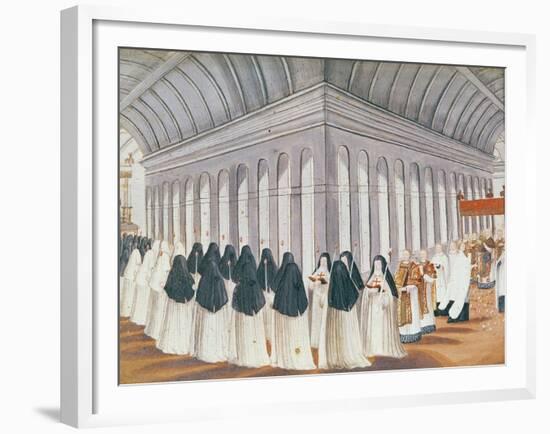 Procession of the Holy Sacrament in the Cloister, from 'L'Abbaye De Port-Royal', C.1710-Louise Madelaine Cochin-Framed Giclee Print