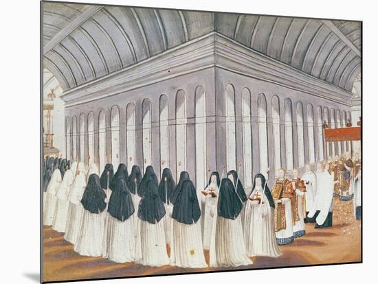 Procession of the Holy Sacrament in the Cloister, from 'L'Abbaye De Port-Royal', C.1710-Louise Madelaine Cochin-Mounted Giclee Print