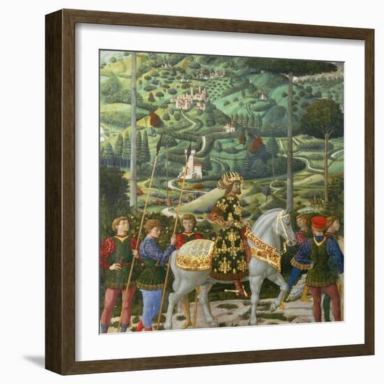 Procession of the Magi: Wall with Emperor John VII Paleologus-Benozzo Gozzoli-Framed Giclee Print