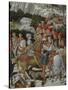 Procession of the Magi: Wall with Giuliano, detail (Procession at bottom)-Benozzo Gozzoli-Stretched Canvas