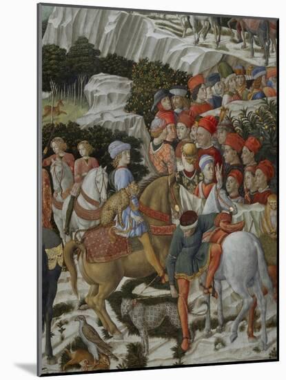 Procession of the Magi: Wall with Giuliano, detail (Procession at bottom)-Benozzo Gozzoli-Mounted Giclee Print