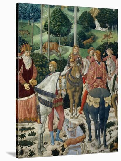 Procession of the Magi: Wall with Giuliano, detail (The Patriarch of Constantinople)-Benozzo Gozzoli-Stretched Canvas