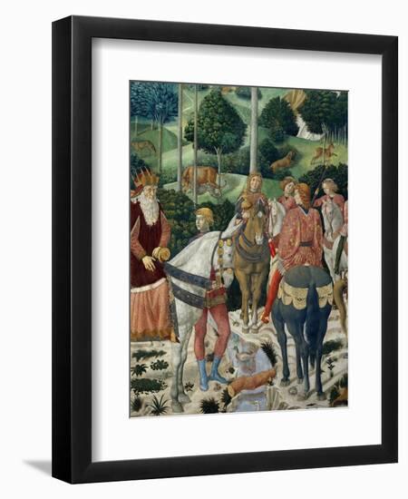 Procession of the Magi: Wall with Giuliano, detail (The Patriarch of Constantinople)-Benozzo Gozzoli-Framed Premium Giclee Print