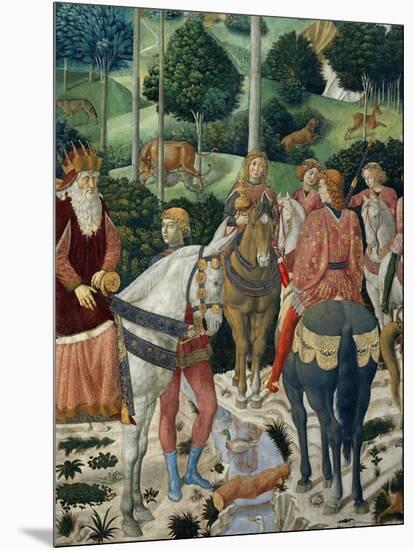 Procession of the Magi: Wall with Giuliano, detail (The Patriarch of Constantinople)-Benozzo Gozzoli-Mounted Premium Giclee Print