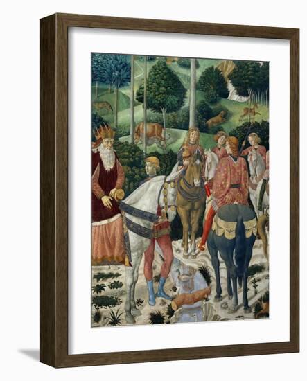 Procession of the Magi: Wall with Giuliano, detail (The Patriarch of Constantinople)-Benozzo Gozzoli-Framed Giclee Print