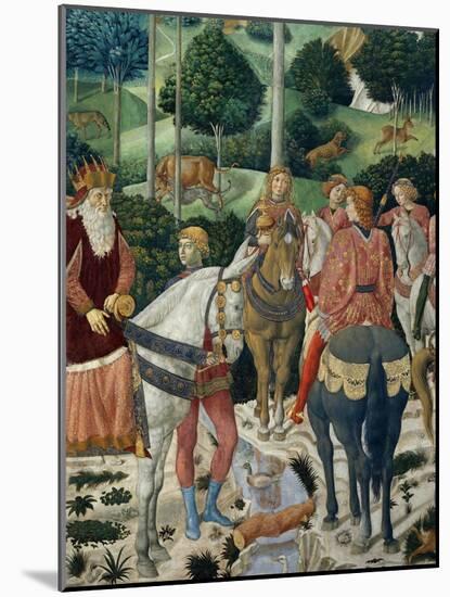 Procession of the Magi: Wall with Giuliano, detail (The Patriarch of Constantinople)-Benozzo Gozzoli-Mounted Giclee Print