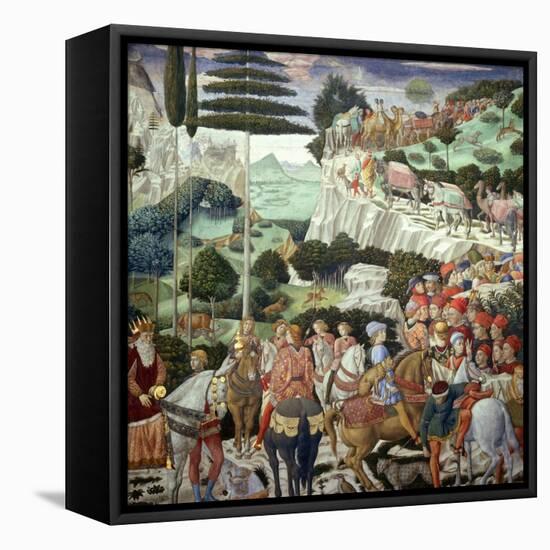 Procession of the Magi: Wall with Giuliano-Benozzo Gozzoli-Framed Stretched Canvas