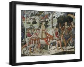 Procession of the Magi: Wall with Lorenzo, detail (Lorenzo with Archers)-Benozzo Gozzoli-Framed Giclee Print