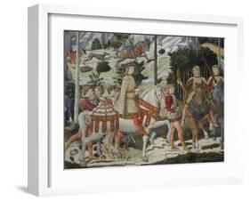 Procession of the Magi: Wall with Lorenzo, detail (Lorenzo with Archers)-Benozzo Gozzoli-Framed Giclee Print