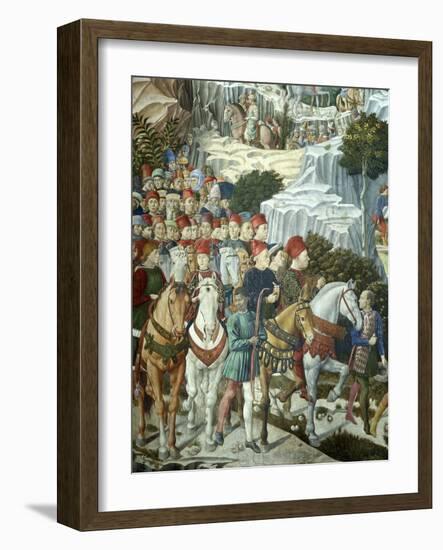 Procession of the Magi: Wall with Lorenzo, detail (Procession with Members of the Medici Family)-Benozzo Gozzoli-Framed Giclee Print