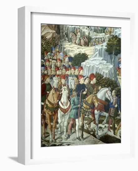 Procession of the Magi: Wall with Lorenzo, detail (Procession with Members of the Medici Family)-Benozzo Gozzoli-Framed Giclee Print