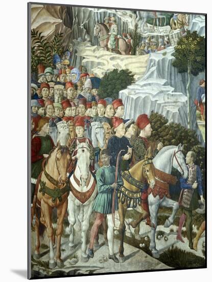 Procession of the Magi: Wall with Lorenzo, detail (Procession with Members of the Medici Family)-Benozzo Gozzoli-Mounted Giclee Print