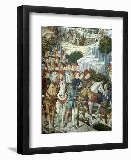 Procession of the Magi: Wall with Lorenzo, detail (Procession with Members of the Medici Family)-Benozzo Gozzoli-Framed Giclee Print