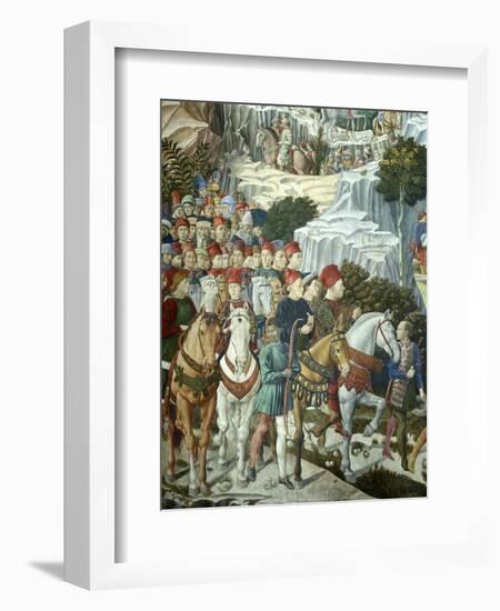 Procession of the Magi: Wall with Lorenzo, detail (Procession with Members of the Medici Family)-Benozzo Gozzoli-Framed Giclee Print