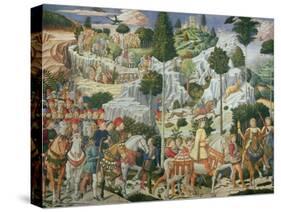 Procession of the Magi: Wall with Lorenzo-Benozzo Gozzoli-Stretched Canvas