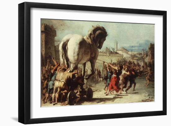 Procession of the Trojan Horse into Troy, C. 1760-Giovanni Domenico Tiepolo-Framed Giclee Print