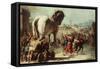 Procession of the Trojan Horse into Troy, C. 1760-Giovanni Domenico Tiepolo-Framed Stretched Canvas