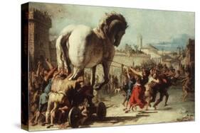 Procession of the Trojan Horse into Troy, C. 1760-Giovanni Domenico Tiepolo-Stretched Canvas