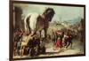Procession of the Trojan Horse into Troy, C. 1760-Giovanni Domenico Tiepolo-Framed Giclee Print