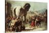 Procession of the Trojan Horse into Troy, C. 1760-Giovanni Domenico Tiepolo-Stretched Canvas