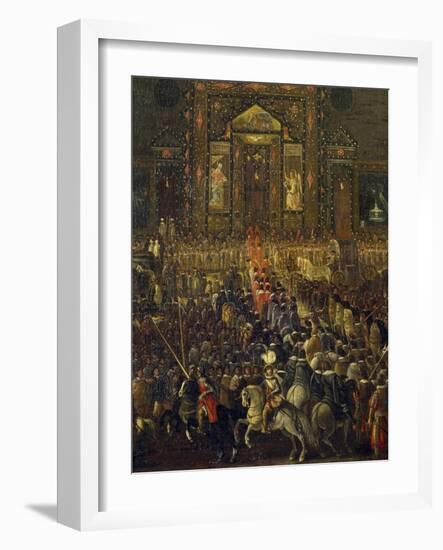 Procession on Occasion of Feast of Annunciation in Piazza Della Minerva in Rome at Time of Pope Inn-null-Framed Giclee Print