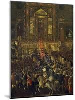 Procession on Occasion of Feast of Annunciation in Piazza Della Minerva in Rome at Time of Pope Inn-null-Mounted Giclee Print