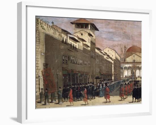 Procession on via De' Servi in Florence-null-Framed Photographic Print