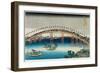 Procession over a Bridge-Katsushika Hokusai-Framed Giclee Print