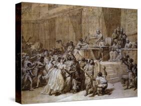 Proclamation at Convention in Paris of Abolition of Slavery-Nicolas Andre Monsiau-Stretched Canvas