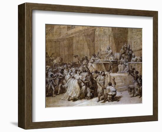 Proclamation at Convention in Paris of Abolition of Slavery-Nicolas Andre Monsiau-Framed Giclee Print