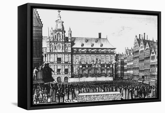 Proclamation of the Peace of Westphalia in 1648, Engraved by F. Wyngaerde-Wenceslaus Hollar-Framed Stretched Canvas