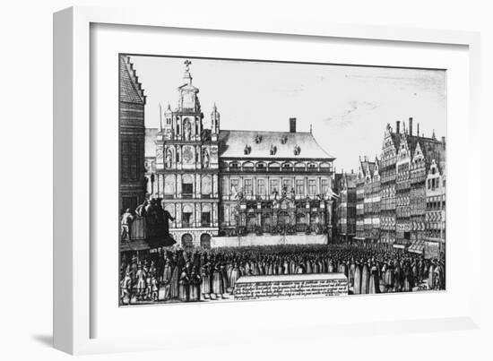 Proclamation of the Peace of Westphalia in 1648, Engraved by F. Wyngaerde-Wenceslaus Hollar-Framed Giclee Print