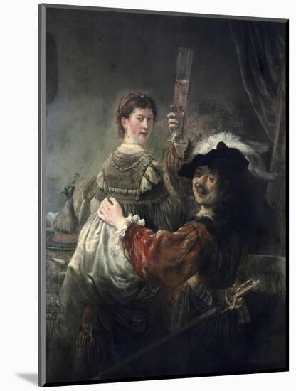 Prodigal Son in the Tavern (Rembrandt and Saskia)-Rembrandt van Rijn-Mounted Giclee Print