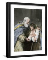 Prodigal Son Returns Home and Asks His Father's Forgiveness, a Parable in the Biblical Book of Luke-null-Framed Giclee Print
