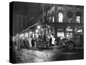 Produce Market on Washington Street at Night NYC Photo - New York, NY-Lantern Press-Stretched Canvas