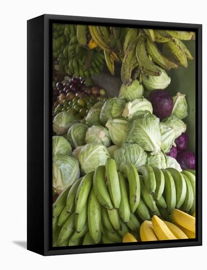 Produce Stall at the Saturday Market, San Ignacio, Belize-William Sutton-Framed Stretched Canvas