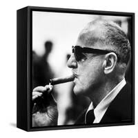 Producer Darryl F. Zanuck Lighting Cigar on the Set of Film "Rapture"-Carlo Bavagnoli-Framed Stretched Canvas
