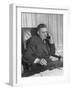 Producer David O. Selznick Sitting at His Desk, Talking on the Phone-null-Framed Photographic Print