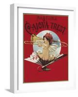 Product Label Depicting a Cherub Playing a Trombone-null-Framed Giclee Print